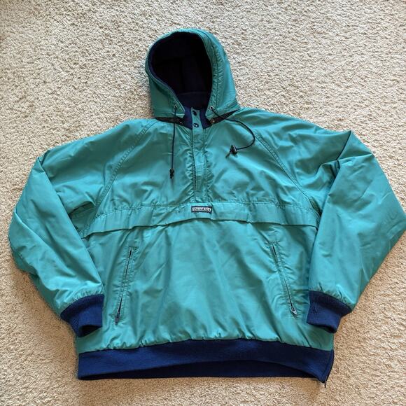 Lands End Anorak Windbreaker Jacket Half Zip Mens XL USA Fleece Lined VTG Y2K - Picture 1 of 11